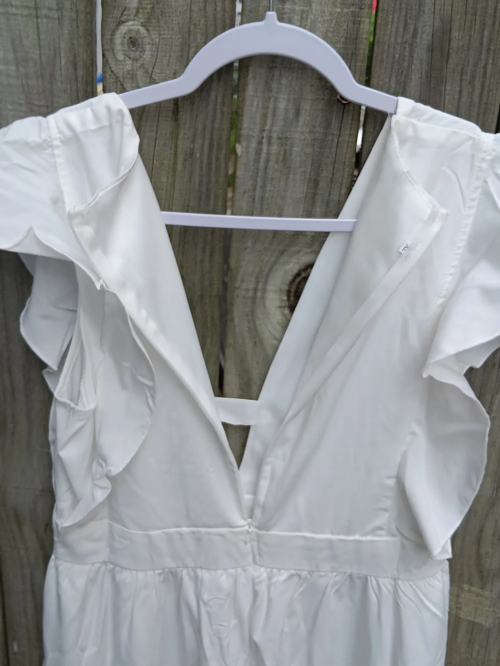 White Maxi Ðress 🎂 V-Neck Ruffle Sleeve LX - Picture 7 of 9